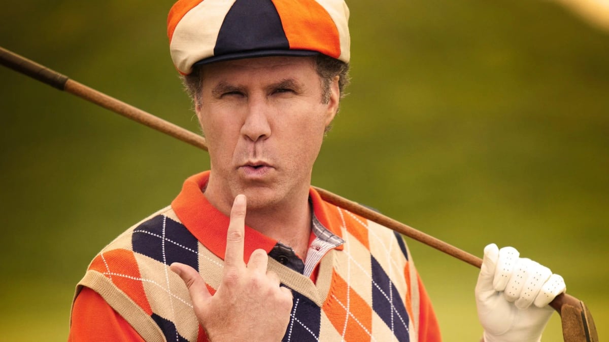A golfer in an argyle vest and a flat cap, sizing you up